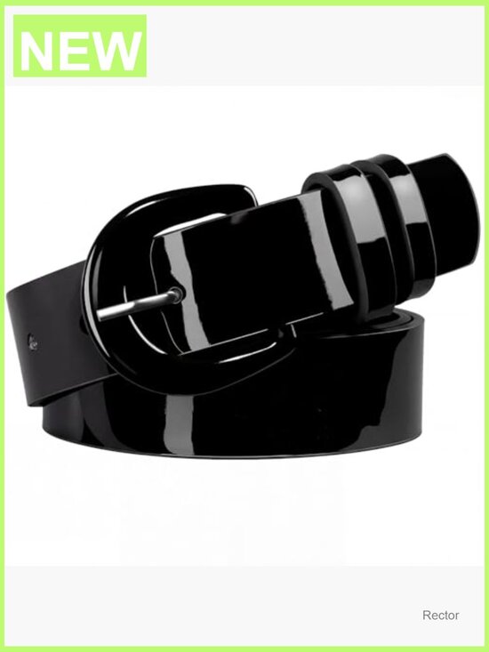 Vintage Patent Leather Belt for Jeans, Dresses, Pants Adjustable Faux Leather main image 5